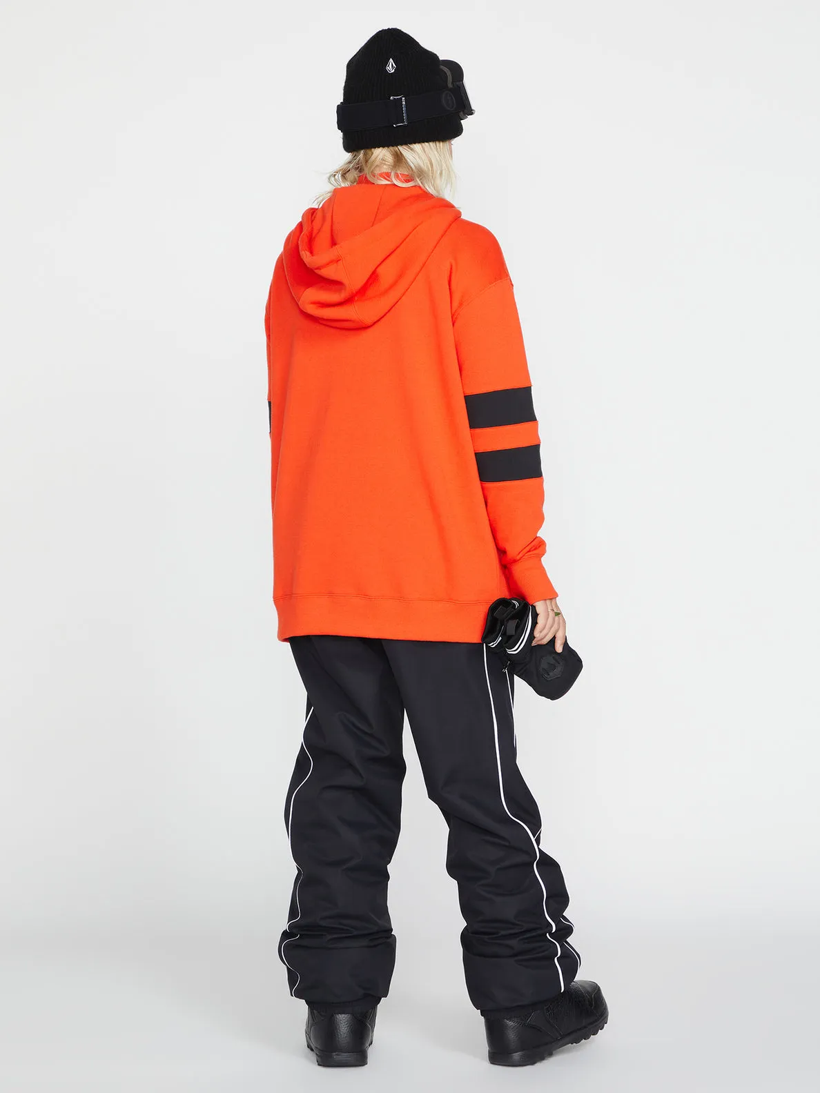 WOMENS BANDED HOODIE - ORANGE SHOCK