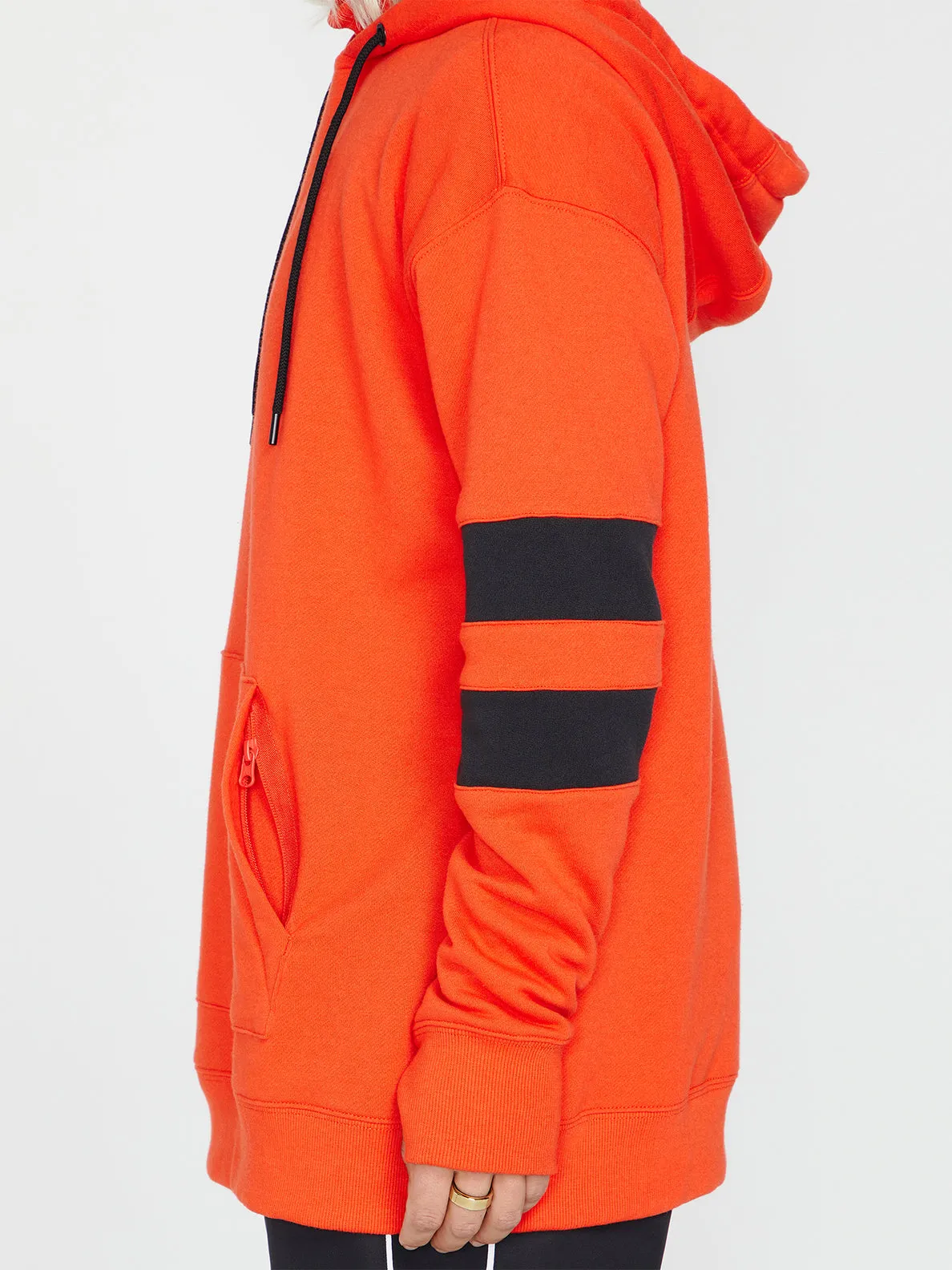 WOMENS BANDED HOODIE - ORANGE SHOCK