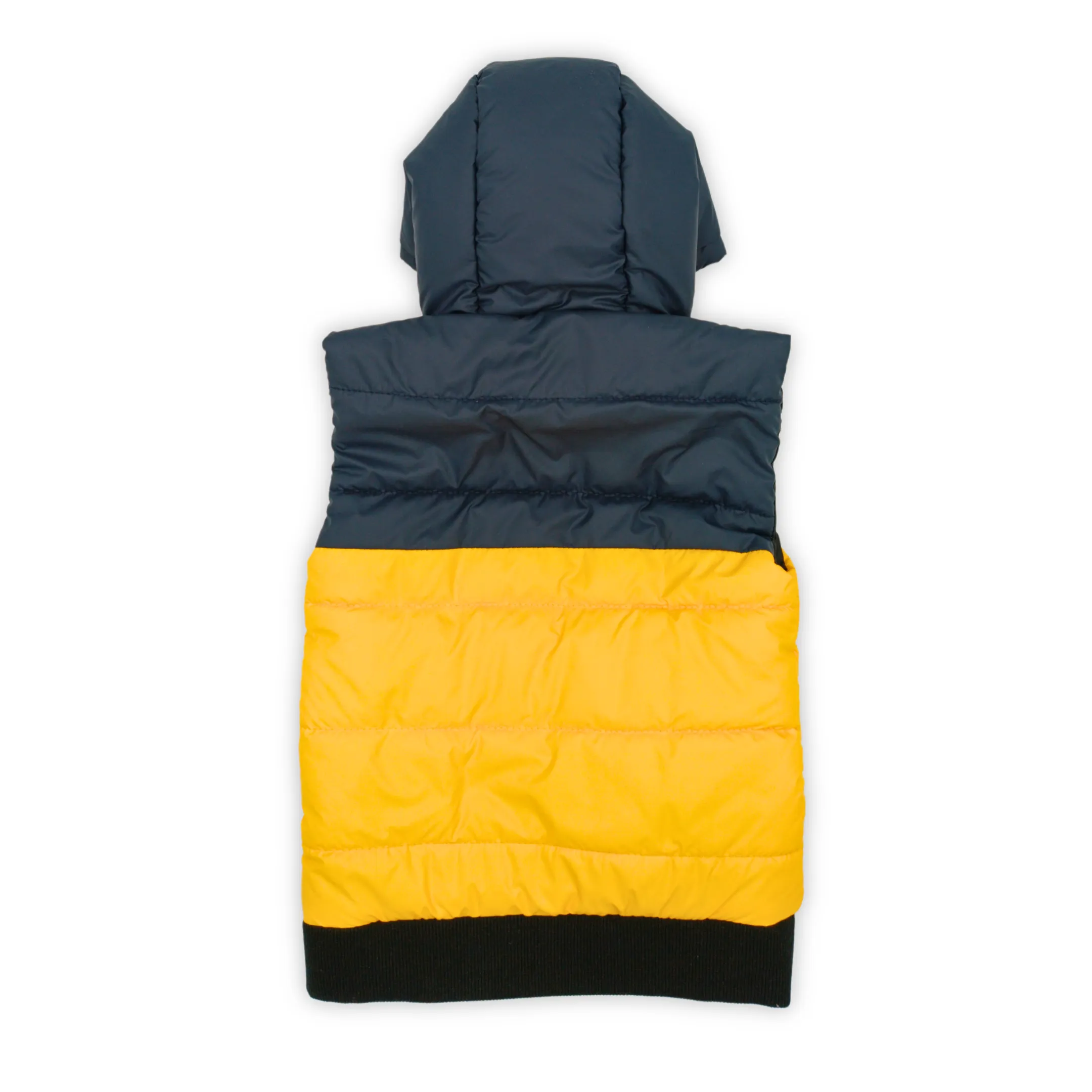 Yellow Sleeveless Puffer Hooded Jacket