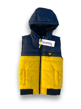 Yellow Sleeveless Puffer Hooded Jacket