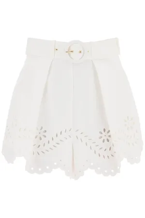 Zimmermann junie shorts with cutwork embroideries